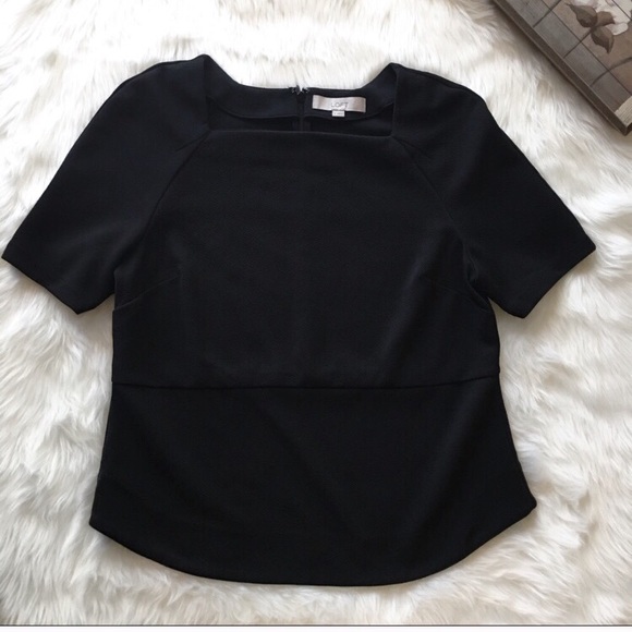LOFT Tops - Ann Taylor LOFT Black Solid Blouse Top Sz M